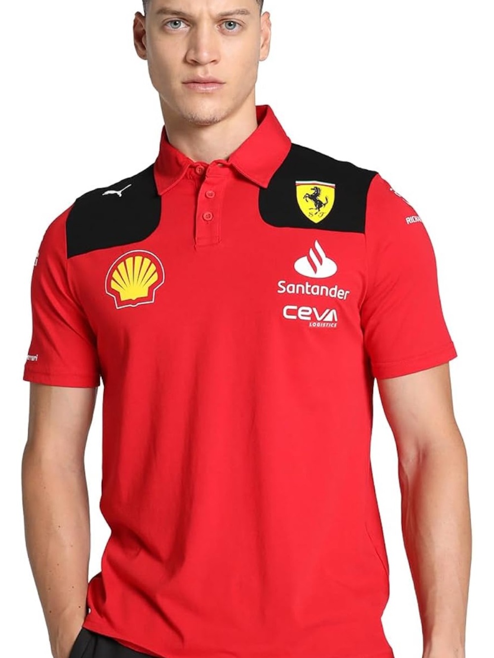 Ferrari Red Polo with Black Yoke and Yellow Badge